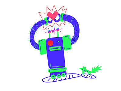 Mr electric robot art colors design devil doodle illustration now83 power robot vector