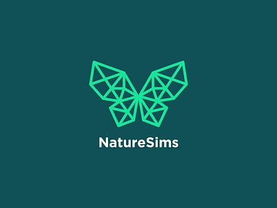 NatureSims branding butterfly design geometric graphic design illustration initials logo logo type modern nature polygon simple vector