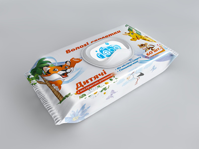 Package of Wet Wipes for Nebo baby box chamomile cleaning cosmos covid 19 giraffe label monkey moon napkins paper planet space star stork sun tiger wipes салфетки