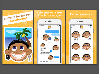 App Store Screenshots for Sticker Pack Aborigen aborigen app appstore design ios iphone message mobile pack screenshot sticker ui