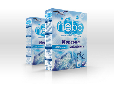 Package Box of Powder with aroma of the ocean for Nebo bird blue box clean dolphin fish laundry ocean package sea sky wave