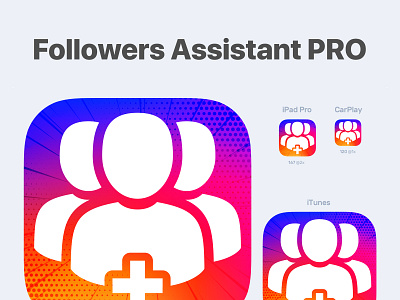 Icon for mobile app Followers Assistant PRO abstract android app appstore design icon instagram interaction iphone line main mobile playmarket plus points statistics subscribers users webdesign