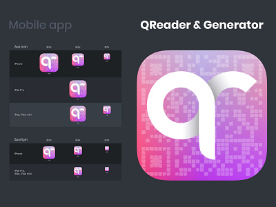 Icon for mobile app QReader & Generator app appstore barcode code design generator gradient android icon ipad iphone main mobile playmarket qr reader scan smartphone tablet webdesign