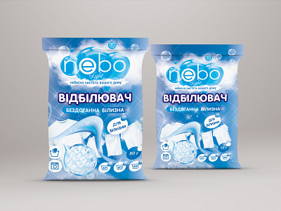 Package of Bleach for Nebo bleach bleacher blue bubble clean cleaning clothes design dress light pack package powdering sky textile texture ukrainian water wave whitener