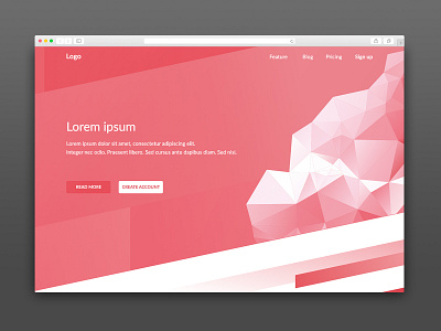 Landing page abstract background development geometric gradient grey landing light line mobile polygon red shape shiny site technology template triangle web white
