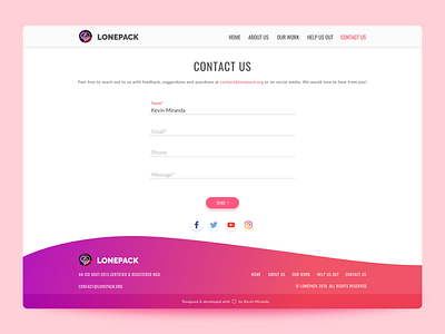 Lonepack - Contact Page UI Design Concept contact contact form contact page design fluid fluid design gradient gradient color interface design layout design material design ui ui design user experience user experience design user interface user interface design webpage webpage design website