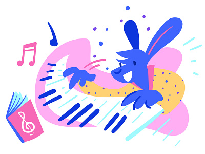 Learnin' something new fun illustration keyboard music musical piano rabbit