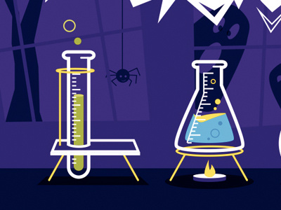 Labs beaker halloween illustration science spider typography