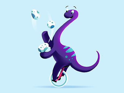 Jugglin' Dino dinosaur juggling unicycle