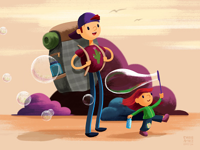 First Time Adventurer bubbles desert illustration kid