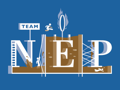 Team NEP illustration mud obstacle course race typography