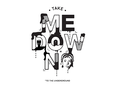 Take Me Down black and white illustration mono smashing pumpkins type