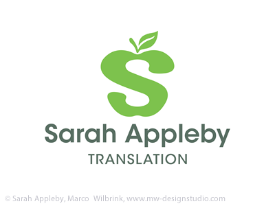 Sarah Appleby Logo apple appleby design green identity logomark logotype s sarah translation typography white