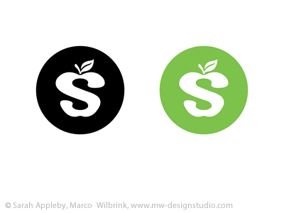 Sarah Appleby Logo apple black circle english german green letter logo identity logomark s translation white