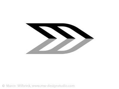 MW logo arrow fletching letters m shadow w