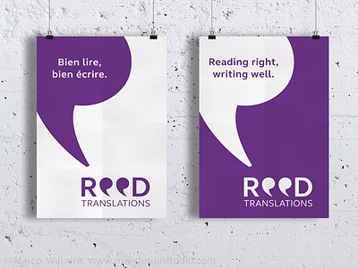 Reed Translations branding ee identity logo design purple quotes reed translations