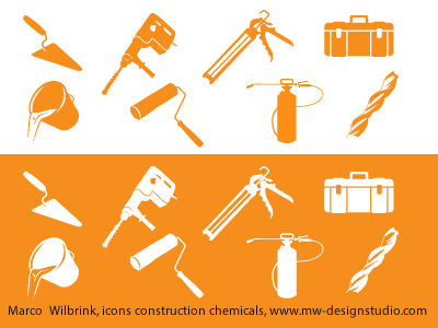 Icon Design Construction Chemicals Related branding chemicals construction design detail graphic icon design illustration orange tools vector white