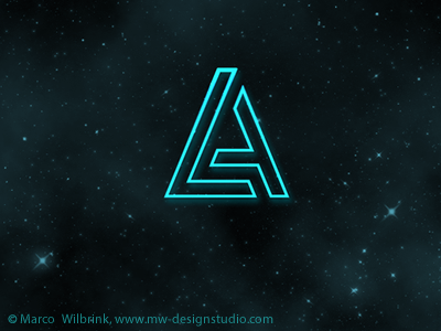 LA Initials Logo 4 a blue design graphic identity initials l la lettermark light logo logomark logotype mark monogram neon space stamp type typography