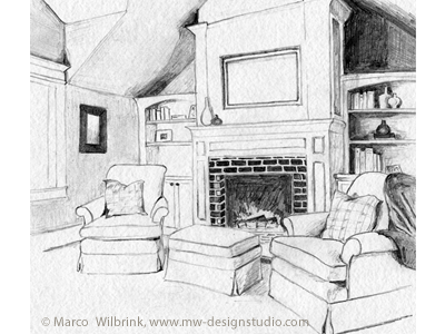 Interior Pencil Drawing by Marco Stephano on Dribbble