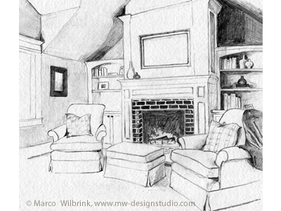 Pencil Drawing Room by WoofCreature on DeviantArt