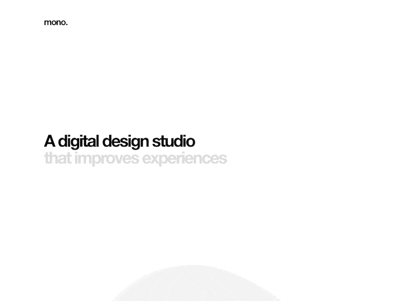 Our website animation interaction landing minimal mono startup studio web