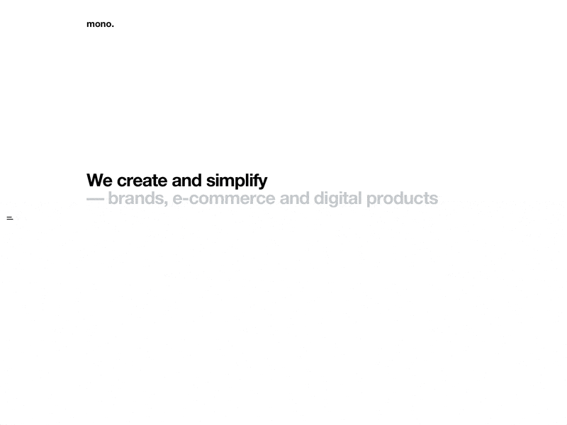 Website menu navigation animation interaction menu minimal mono navigation site startup studio web