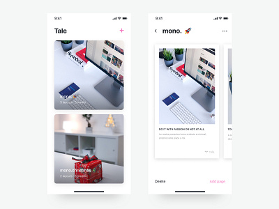 Tale app color design interaction interface layout minimal mono startup typography ui ux