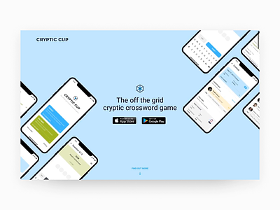 Landing for Cryptic Cup animation app clean color digital game illustration interface landing layout minimal mono. site startup typography ux web