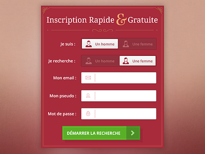 Sign Up Form ampersand button dating icon ornaments radio switch toggle typography ui