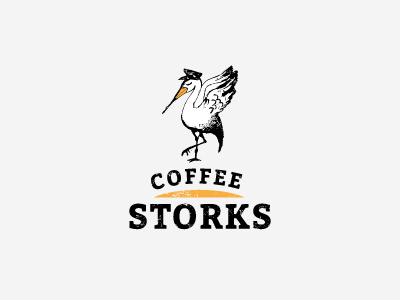 Storks cafe cafe coffee coffee shop logo logo design stork hand drawn rustic