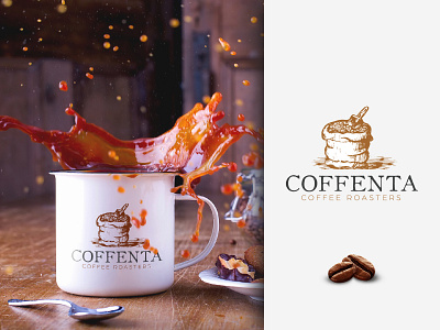 Coffenta branding cafe coffee coffee roasters hand drawn illustration logo logo design modern organic rustic vector