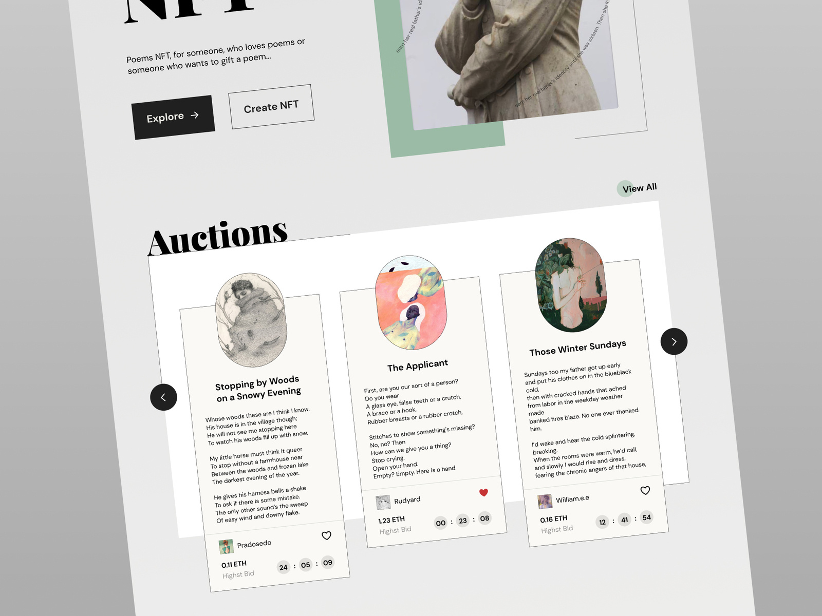 Poem NFT Marketplace by Spring Tavakoli on Dribbble