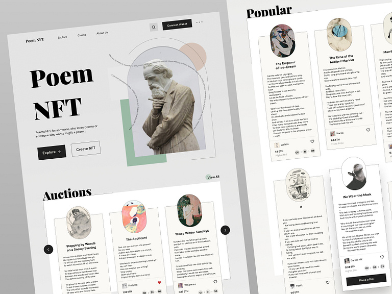 Poem NFT Marketplace by Spring Tavakoli on Dribbble