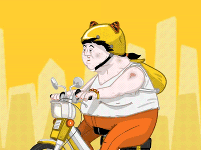 Moped animation cruizing illustration lady moped