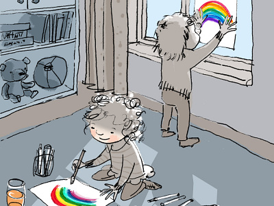 window rainbows childrens illustration illustration lockdown nhs rainbow stayhome