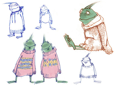 Winter Frogs character design book character design childrens books comic freehand frogs hand drawing illustration sketch