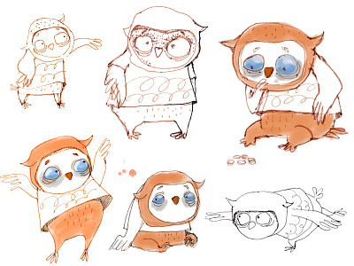 Owl character design book character design childrens books comic freehand hand drawing illustration owl sketch