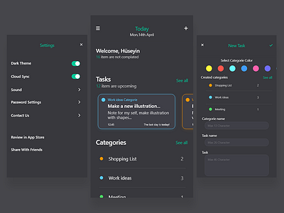 To Do App Design (Dark Theme) app dark theme mobile app to do ui