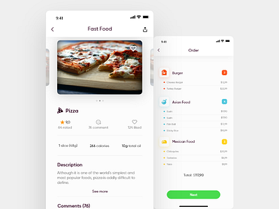 Food app for Adobe xd adobe xd food order page