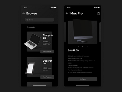 Dark Theme E-Commerce App Concept app dark theme design eccommerce interface minimal mobile mobile app shop ui ux