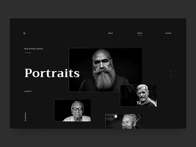 Photographer Web Design (Works Page) dark theme design interface photography portfolio portrait typography ui ux