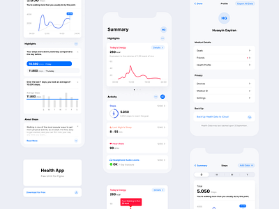 Health App UI Kit - Freebie