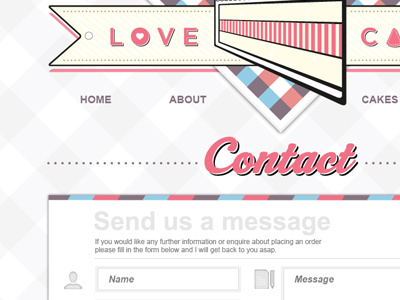 Contact Page for Love Cake Website contact fields type typography website