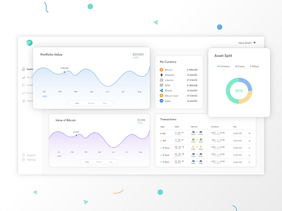 Cryptocurrency dashboard crypto cryptocurrency dashboard finance flat graph ui ux web xd