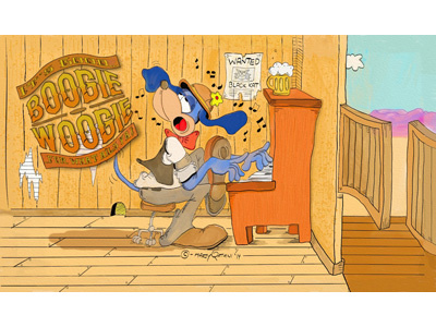 Boogie Woogie It's Good For What Ails Ya ! boogie woogie cartoon character cartoon dog character design honky tonk music piano saloon