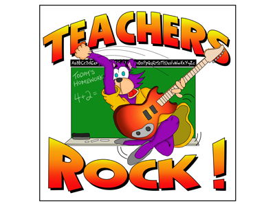 Teachers Rock cartoon character character design classroom guitar music rock and roll school teachers