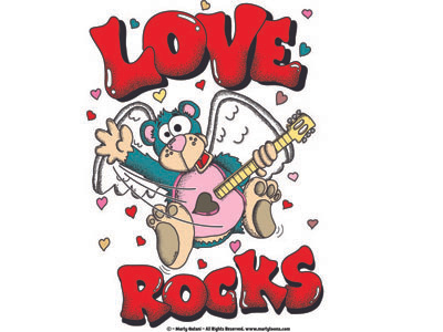 Love Rocks cartoon cartoon art cartoon bear character design cupid hearts love music art twang valentines day
