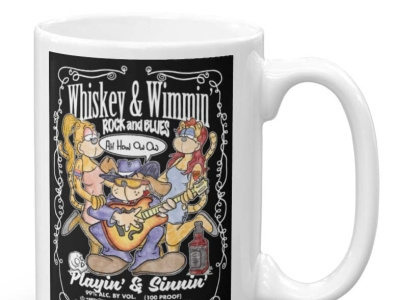 Whiskey & Wimmin Blues Rock Inspired Design blues cartoon cartoon character cartoon design character design guitar illustration music music art rock and roll whimsical