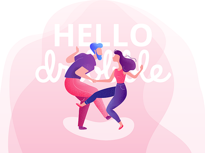 Hello Dribbble dance first shot girl graphic design hello dribbble illustration man vector woman