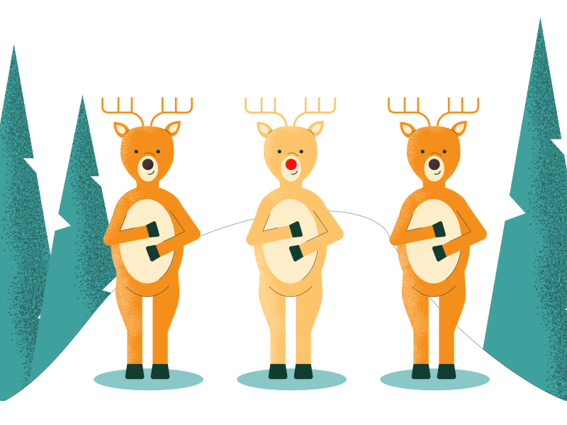 Christmas Deers after effect animation animation 2d christmas dance deer gif illustration reindeer rudolf vector